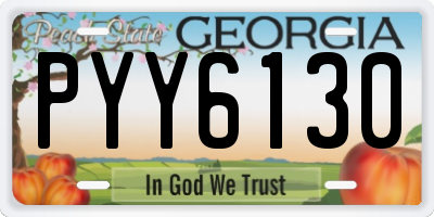 GA license plate PYY6130