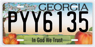 GA license plate PYY6135