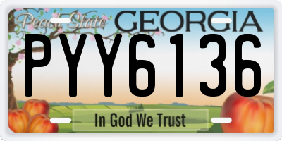 GA license plate PYY6136