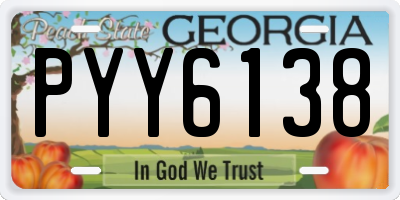 GA license plate PYY6138