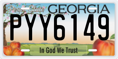 GA license plate PYY6149