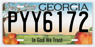 GA license plate PYY6172