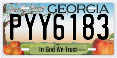 GA license plate PYY6183