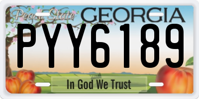 GA license plate PYY6189
