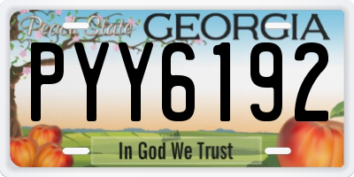 GA license plate PYY6192
