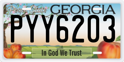 GA license plate PYY6203