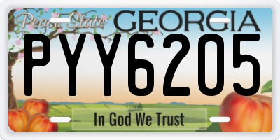 GA license plate PYY6205