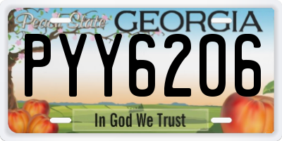 GA license plate PYY6206