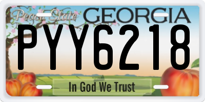 GA license plate PYY6218