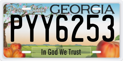 GA license plate PYY6253