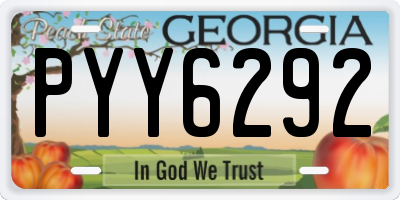 GA license plate PYY6292