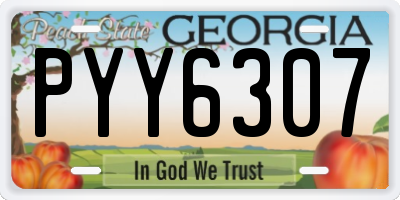 GA license plate PYY6307