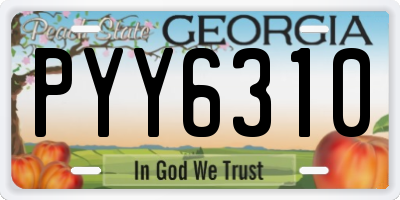 GA license plate PYY6310
