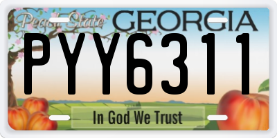 GA license plate PYY6311