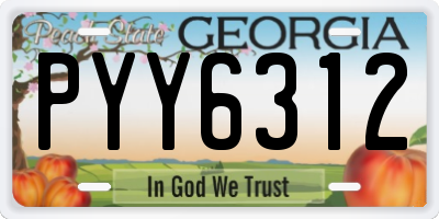 GA license plate PYY6312