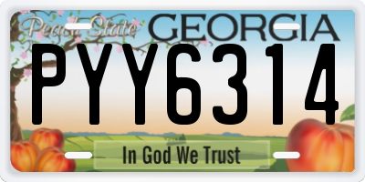 GA license plate PYY6314