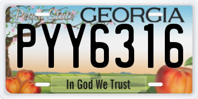 GA license plate PYY6316