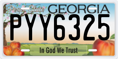 GA license plate PYY6325