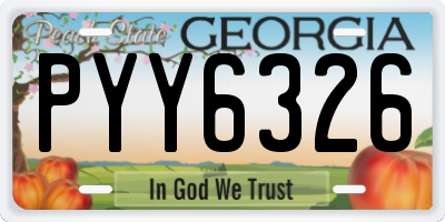 GA license plate PYY6326