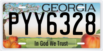 GA license plate PYY6328