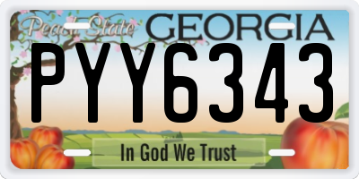 GA license plate PYY6343