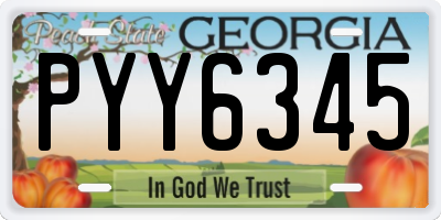 GA license plate PYY6345