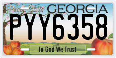 GA license plate PYY6358