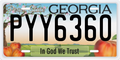 GA license plate PYY6360