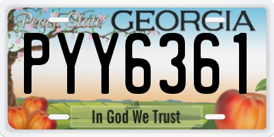 GA license plate PYY6361