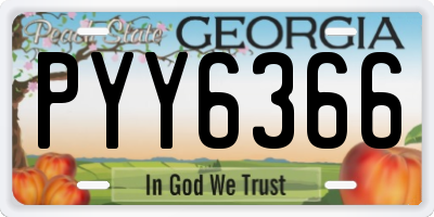 GA license plate PYY6366