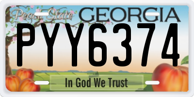 GA license plate PYY6374