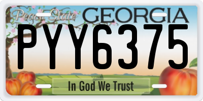 GA license plate PYY6375