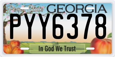 GA license plate PYY6378