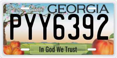 GA license plate PYY6392