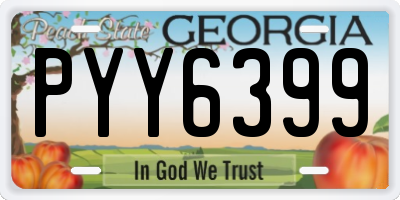 GA license plate PYY6399