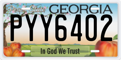 GA license plate PYY6402