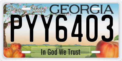 GA license plate PYY6403