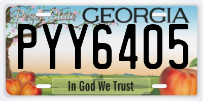 GA license plate PYY6405