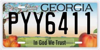 GA license plate PYY6411