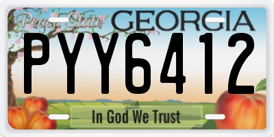 GA license plate PYY6412
