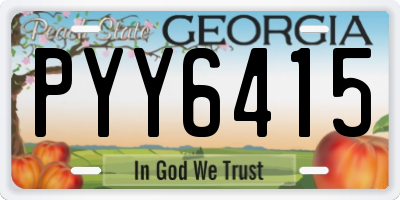 GA license plate PYY6415