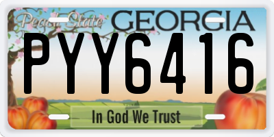 GA license plate PYY6416
