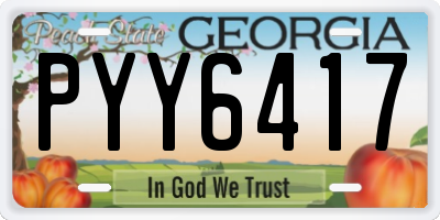 GA license plate PYY6417