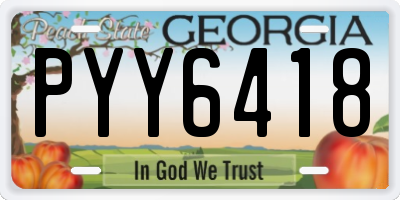 GA license plate PYY6418