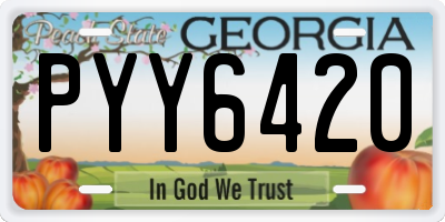 GA license plate PYY6420