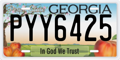 GA license plate PYY6425