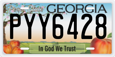 GA license plate PYY6428