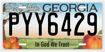 GA license plate PYY6429