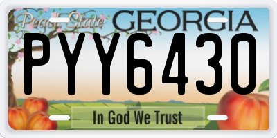 GA license plate PYY6430