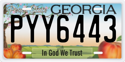 GA license plate PYY6443